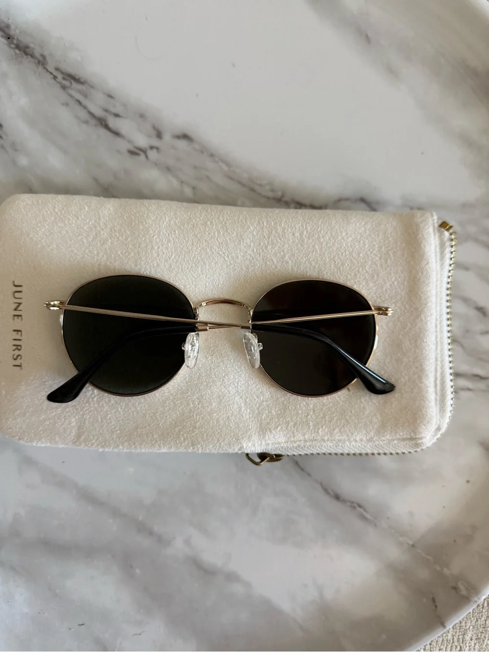 June First Love Child Sunglasses Gold Classic G15 Round Frame